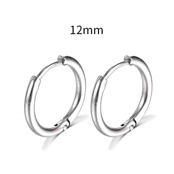 Planet Gates Silver Color 16mm / 2PC 2022 New Simple Stainless Steel Small Hoop Earrings for Women Men Cartilage Ear Piercing Jewelry Pendientes Hombre Mujer