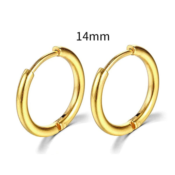 Planet Gates Silver Color 16mm / 2PC 2022 New Simple Stainless Steel Small Hoop Earrings for Women Men Cartilage Ear Piercing Jewelry Pendientes Hombre Mujer