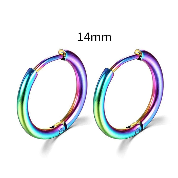 Planet Gates Silver Color 16mm / 2PC 2022 New Simple Stainless Steel Small Hoop Earrings for Women Men Cartilage Ear Piercing Jewelry Pendientes Hombre Mujer