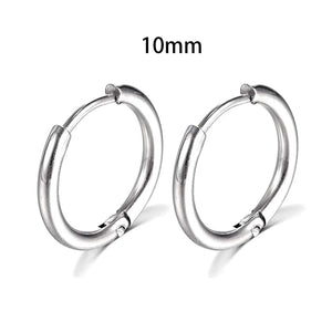 Planet Gates Silver Color 16mm / 2PC 2022 New Simple Stainless Steel Small Hoop Earrings for Women Men Cartilage Ear Piercing Jewelry Pendientes Hombre Mujer