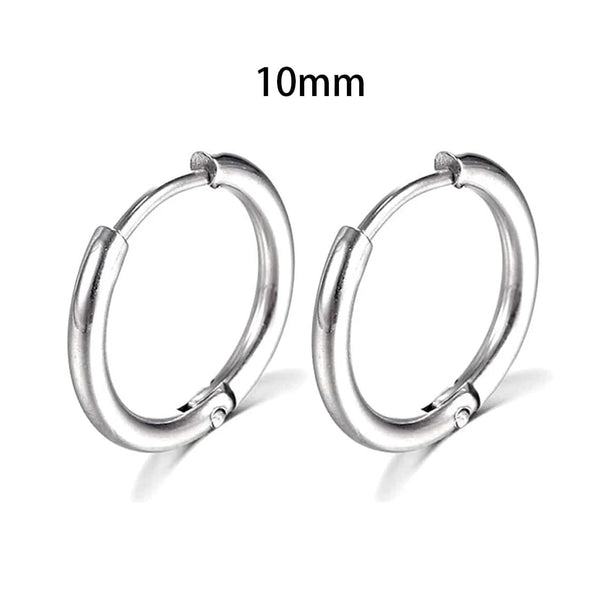 Planet Gates Silver Color 16mm / 2PC 2022 New Simple Stainless Steel Small Hoop Earrings for Women Men Cartilage Ear Piercing Jewelry Pendientes Hombre Mujer