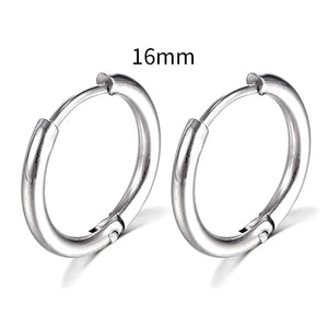 Planet Gates Silver Color 16mm / 2PC 2022 New Simple Stainless Steel Small Hoop Earrings for Women Men Cartilage Ear Piercing Jewelry Pendientes Hombre Mujer