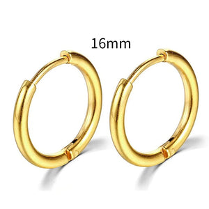 Planet Gates Silver Color 16mm / 2PC 2022 New Simple Stainless Steel Small Hoop Earrings for Women Men Cartilage Ear Piercing Jewelry Pendientes Hombre Mujer