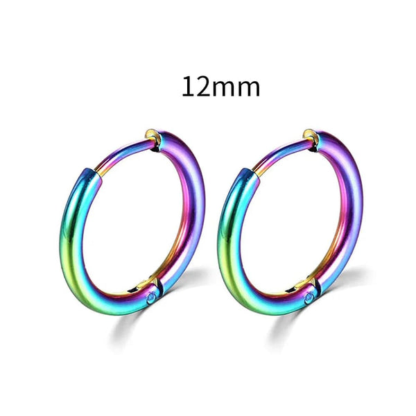 Planet Gates Silver Color 16mm / 2PC 2022 New Simple Stainless Steel Small Hoop Earrings for Women Men Cartilage Ear Piercing Jewelry Pendientes Hombre Mujer