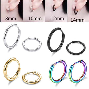 Planet Gates Silver Color 16mm / 2PC 2022 New Simple Stainless Steel Small Hoop Earrings for Women Men Cartilage Ear Piercing Jewelry Pendientes Hombre Mujer