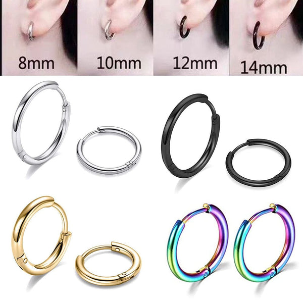 Planet Gates Silver Color 16mm / 2PC 2022 New Simple Stainless Steel Small Hoop Earrings for Women Men Cartilage Ear Piercing Jewelry Pendientes Hombre Mujer