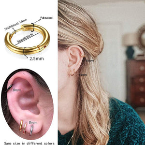 Planet Gates Silver Color 16mm / 2PC 2022 New Simple Stainless Steel Small Hoop Earrings for Women Men Cartilage Ear Piercing Jewelry Pendientes Hombre Mujer