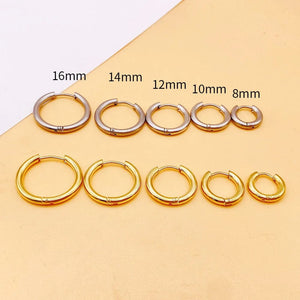 Planet Gates Silver Color 16mm / 2PC 2022 New Simple Stainless Steel Small Hoop Earrings for Women Men Cartilage Ear Piercing Jewelry Pendientes Hombre Mujer