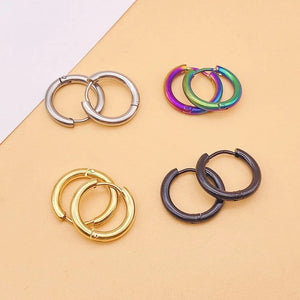 Planet Gates Silver Color 16mm / 2PC 2022 New Simple Stainless Steel Small Hoop Earrings for Women Men Cartilage Ear Piercing Jewelry Pendientes Hombre Mujer