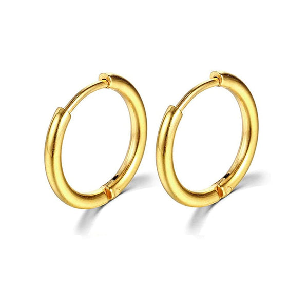 Planet Gates Silver Color 16mm / 2PC 2022 New Simple Stainless Steel Small Hoop Earrings for Women Men Cartilage Ear Piercing Jewelry Pendientes Hombre Mujer