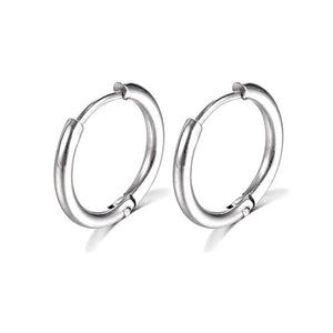 Planet Gates Silver Color 16mm / 2PC 2022 New Simple Stainless Steel Small Hoop Earrings for Women Men Cartilage Ear Piercing Jewelry Pendientes Hombre Mujer