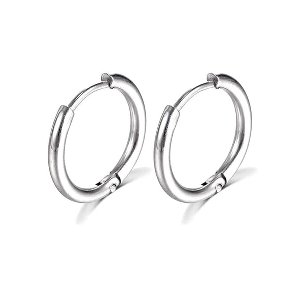 Planet Gates Silver Color 16mm / 2PC 2022 New Simple Stainless Steel Small Hoop Earrings for Women Men Cartilage Ear Piercing Jewelry Pendientes Hombre Mujer