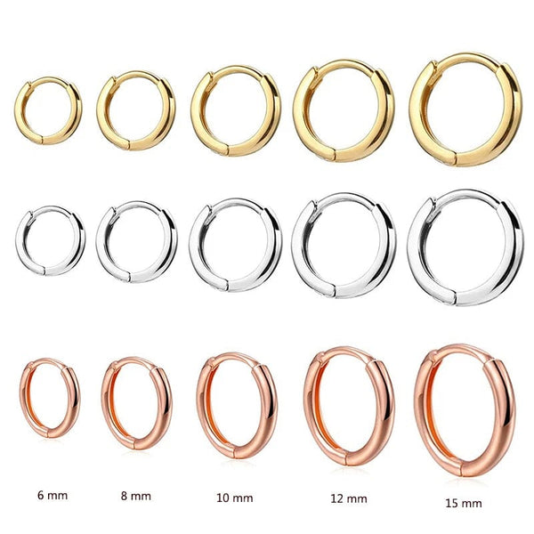Planet Gates Silver Color 16mm / 2PC 2022 New Simple Stainless Steel Small Hoop Earrings for Women Men Cartilage Ear Piercing Jewelry Pendientes Hombre Mujer