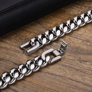 Planet Gates Silver Color / 18cm / 6mm Width 6-12MM Cuban Chain Mens Bracelet,Waterproof Stainless Steel Curb Link Chain Wristband,Punk Jewelry Gifts