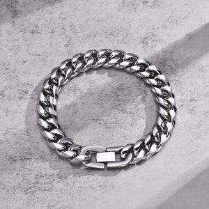 Planet Gates Silver Color / 18cm / 6mm Width 6-12MM Cuban Chain Mens Bracelet,Waterproof Stainless Steel Curb Link Chain Wristband,Punk Jewelry Gifts