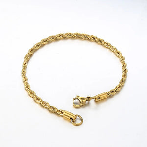 Planet Gates silver color / 18cm / width 4mm Stainless Steel Rope Chain Bracelet Women Bangle Gold Color Minimalist 3mm 4mm Hand Accessories Trend Hippie Jewelry Female C048