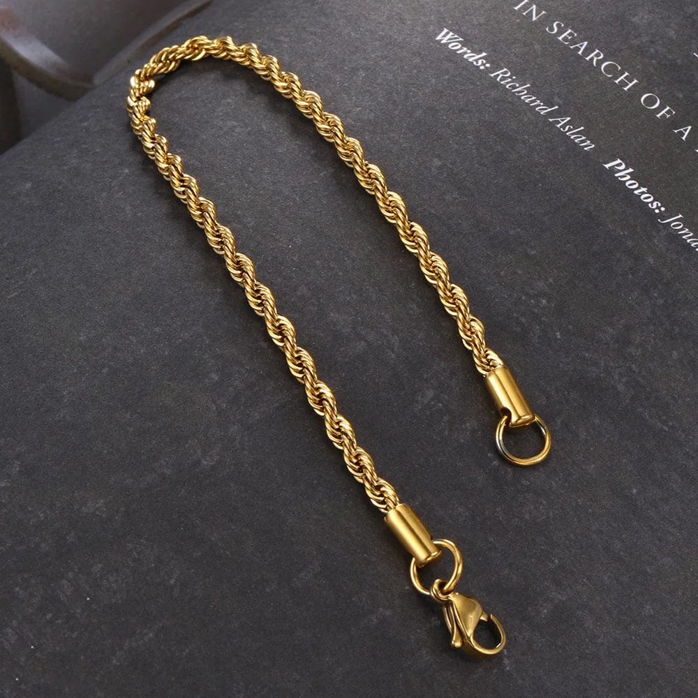 Planet Gates silver color / 18cm / width 4mm Stainless Steel Rope Chain Bracelet Women Bangle Gold Color Minimalist 3mm 4mm Hand Accessories Trend Hippie Jewelry Female C048