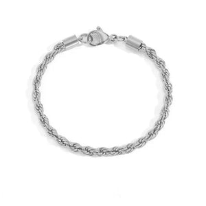 Planet Gates silver color / 18cm / width 4mm Stainless Steel Rope Chain Bracelet Women Bangle Gold Color Minimalist 3mm 4mm Hand Accessories Trend Hippie Jewelry Female C048