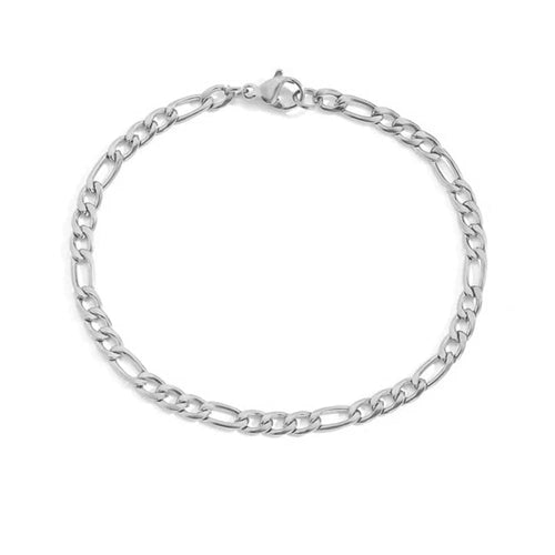 Planet Gates Silver Color / 19cm / 4mm 4MM Stainless Steel Figaro Bracelet Gold Color Bracelet For Women Men's Hip Hop Jewelry Fashion Accessories