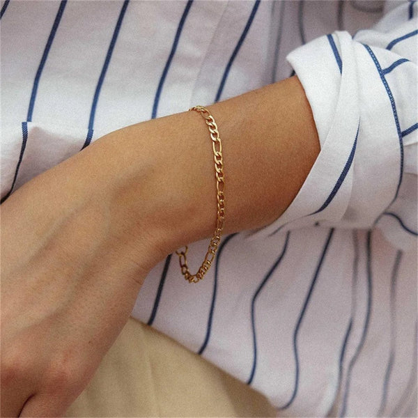 Planet Gates Silver Color / 19cm / 4mm 4MM Stainless Steel Figaro Bracelet Gold Color Bracelet For Women Men's Hip Hop Jewelry Fashion Accessories