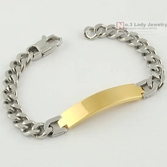 Planet Gates Silver color Gokadima Stainless Steel ID Bracelet For Men Jewelry masculina pulseira, Black / Rose Gold color Rock Punk Party Gift