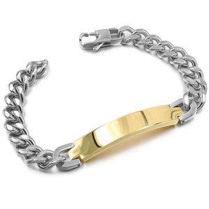 Planet Gates Silver color Gokadima Stainless Steel ID Bracelet For Men Jewelry masculina pulseira, Black / Rose Gold color Rock Punk Party Gift