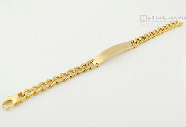 Planet Gates Silver color Gokadima Stainless Steel ID Bracelet For Men Jewelry masculina pulseira, Black / Rose Gold color Rock Punk Party Gift