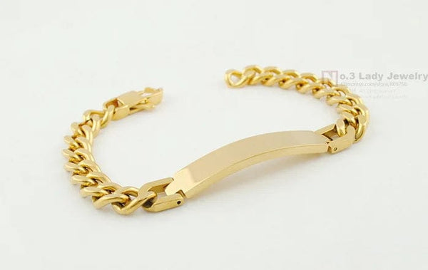 Planet Gates Silver color Gokadima Stainless Steel ID Bracelet For Men Jewelry masculina pulseira, Black / Rose Gold color Rock Punk Party Gift