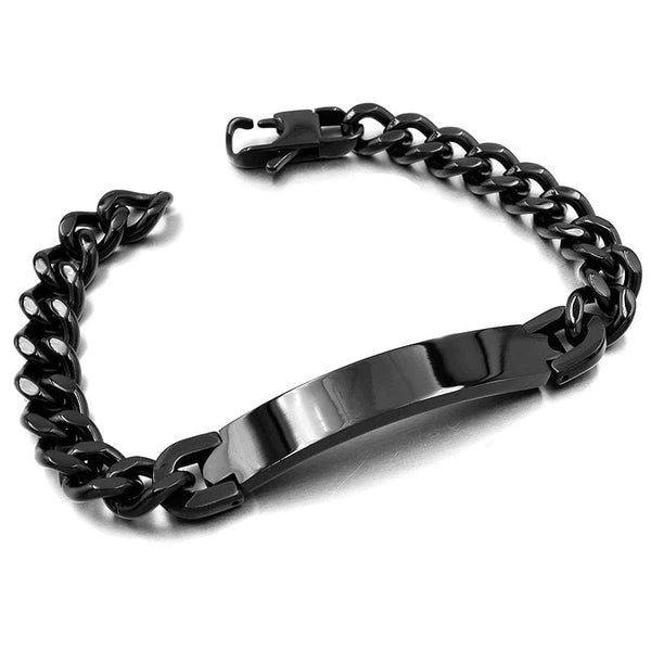 Planet Gates Silver color Gokadima Stainless Steel ID Bracelet For Men Jewelry masculina pulseira, Black / Rose Gold color Rock Punk Party Gift