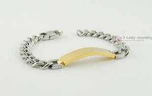 Planet Gates Silver color Gokadima Stainless Steel ID Bracelet For Men Jewelry masculina pulseira, Black / Rose Gold color Rock Punk Party Gift