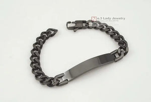 Planet Gates Silver color Gokadima Stainless Steel ID Bracelet For Men Jewelry masculina pulseira, Black / Rose Gold color Rock Punk Party Gift