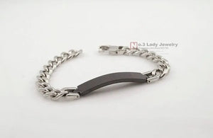 Planet Gates Silver color Gokadima Stainless Steel ID Bracelet For Men Jewelry masculina pulseira, Black / Rose Gold color Rock Punk Party Gift