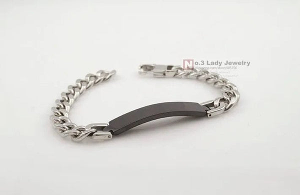 Planet Gates Silver color Gokadima Stainless Steel ID Bracelet For Men Jewelry masculina pulseira, Black / Rose Gold color Rock Punk Party Gift