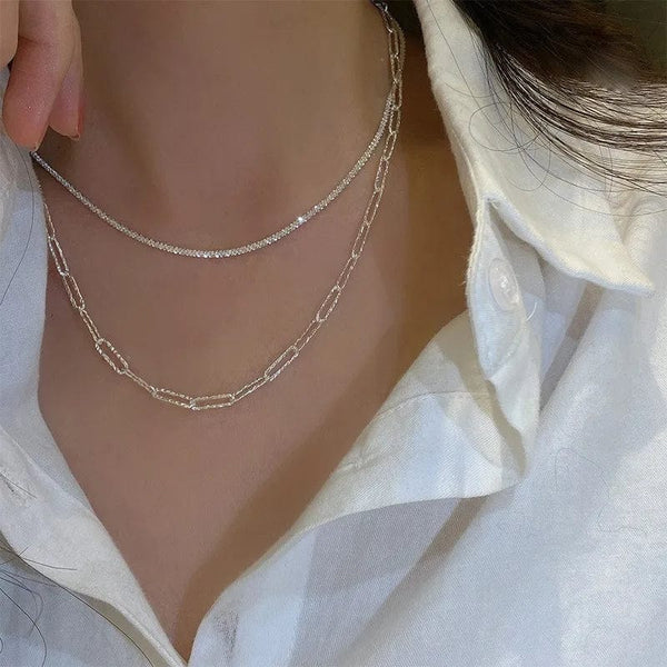 Planet Gates Silver Color Sparkling Necklace For Women Trendy Clavicle Chain Choker Girls Korean Wedding Party Jewelry Accessories