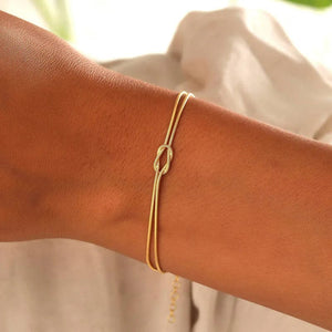 Planet Gates silver color Stainless Steel Knot Snake Chain Handmade Knot Bracelet Gold Silver Color Valentine's Day Jewelry Gifts