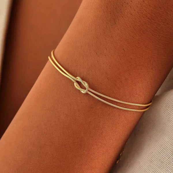Planet Gates silver color Stainless Steel Knot Snake Chain Handmade Knot Bracelet Gold Silver Color Valentine's Day Jewelry Gifts