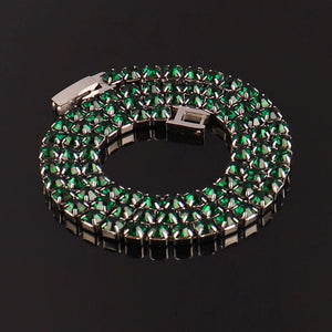 Planet Gates Silver Colour Green / 16inch (40cm) 316L Stainless Steel Bracelet Tennis Chain Bracelet For Women Charm Luxury Cubic Zircon Crystal Bracelets Jewelry Gift