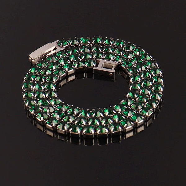 Planet Gates Silver Colour Green / 16inch (40cm) 316L Stainless Steel Bracelet Tennis Chain Bracelet For Women Charm Luxury Cubic Zircon Crystal Bracelets Jewelry Gift