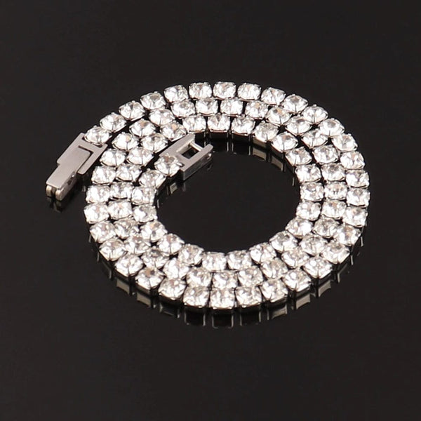 Planet Gates Silver Colour White / 6.7inch(17cm) 316L Stainless Steel Bracelet Tennis Chain Bracelet For Women Charm Luxury Cubic Zircon Crystal Bracelets Jewelry Gift