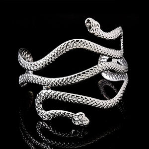 Planet Gates Silver Creative Snake Shape Bracelets Silver Plated Jewelry Personality Snake Arm Cuff Temperament Animal Opening Bangles Jewelry Gifts