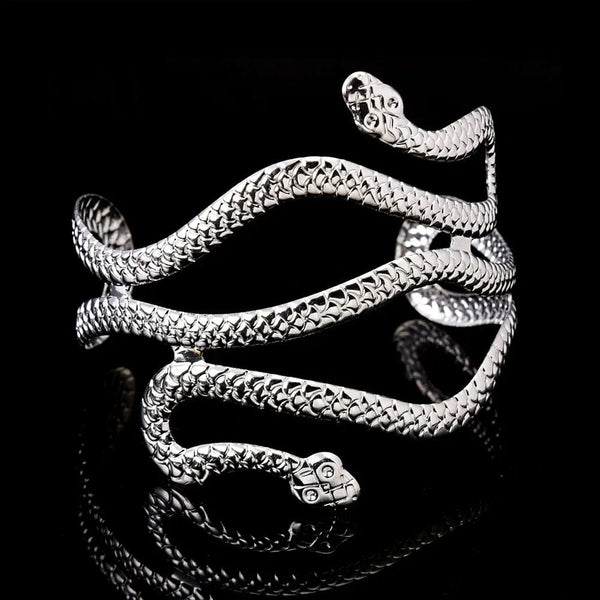 Planet Gates Silver Creative Snake Shape Bracelets Silver Plated Jewelry Personality Snake Arm Cuff Temperament Animal Opening Bangles Jewelry Gifts