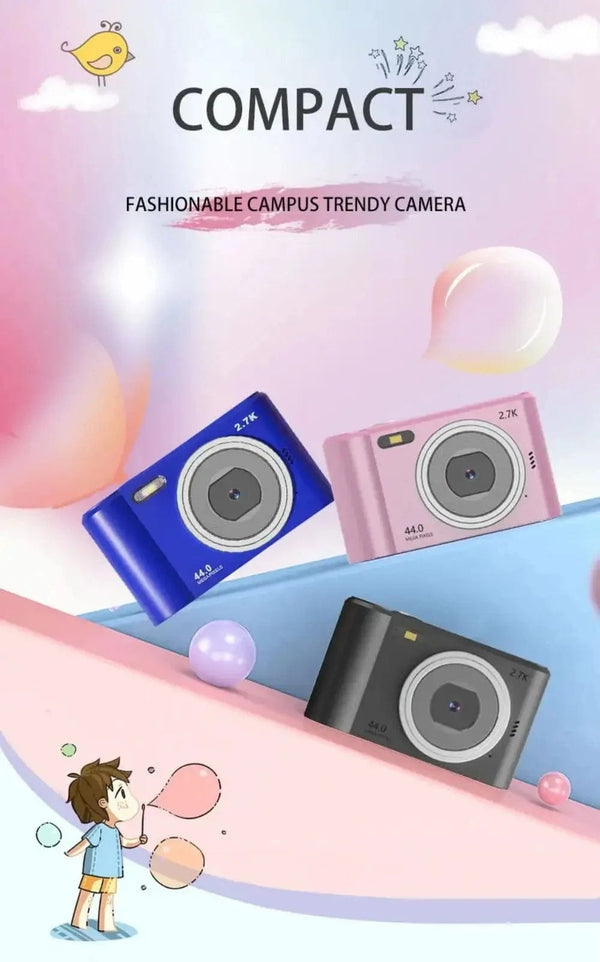 Planet Gates Silver Digital Camera Autofocus Camera for Kids Toys Camcorder with 8x Zoom Compact Cameras 1080P Cameras for Beginner Photography