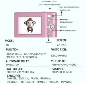 Planet Gates Silver Digital Camera Autofocus Camera for Kids Toys Camcorder with 8x Zoom Compact Cameras 1080P Cameras for Beginner Photography