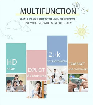 Planet Gates Silver Digital Camera Autofocus Camera for Kids Toys Camcorder with 8x Zoom Compact Cameras 1080P Cameras for Beginner Photography