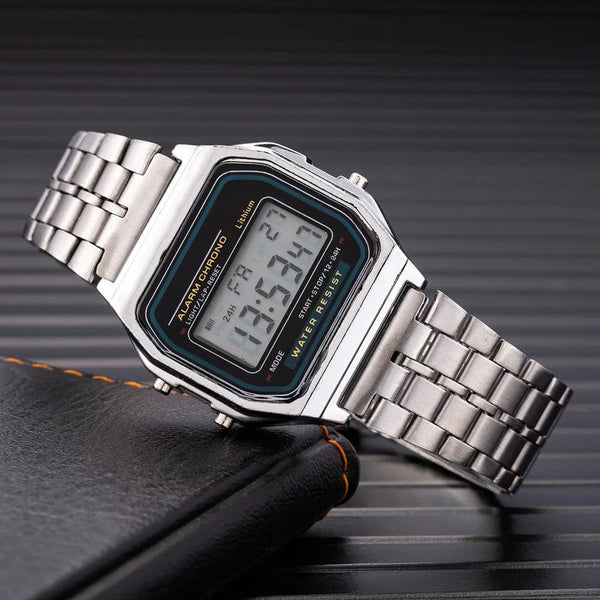 Planet Gates Silver Elegant Digital Watch For Women Gold Silver Stainless Steel Business Ladies Electronic Wrist Watches Man Clock Zegarek Damski