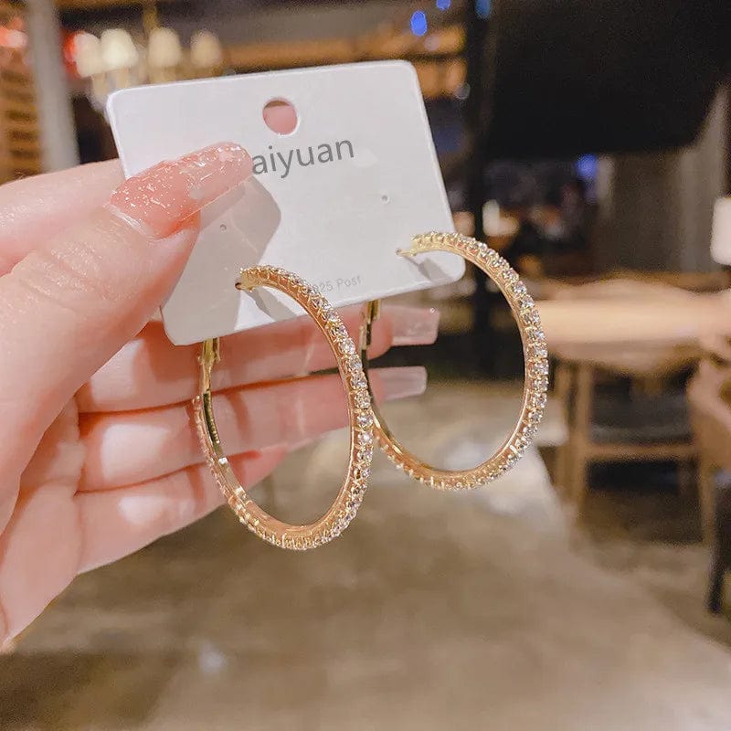 Planet Gates Silver Fashion Rhinestone Crystal Hoop Earrings for Women Fashion Accessories Valentine's Day Anniversary Gift Jewelry Pendientes Mujer