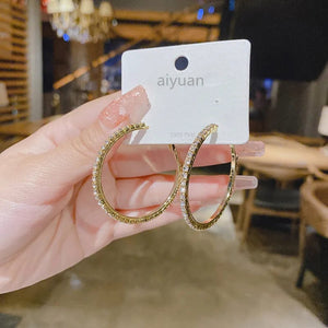 Planet Gates Silver Fashion Rhinestone Crystal Hoop Earrings for Women Fashion Accessories Valentine's Day Anniversary Gift Jewelry Pendientes Mujer