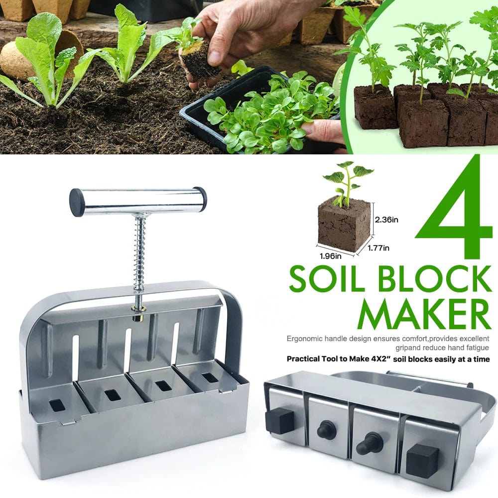 Planet Gates Silver Handheld Seedling Soil Block Maker 2 Inch Soils Blocking Tool Used for Seedling Greenhouse Garden Supplies