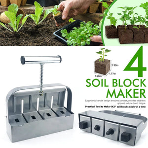Planet Gates Silver Handheld Seedling Soil Block Maker 2 Inch Soils Blocking Tool Used for Seedling Greenhouse Garden Supplies