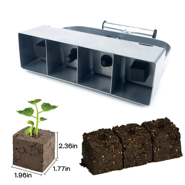 Planet Gates Silver Handheld Seedling Soil Block Maker 2 Inch Soils Blocking Tool Used for Seedling Greenhouse Garden Supplies